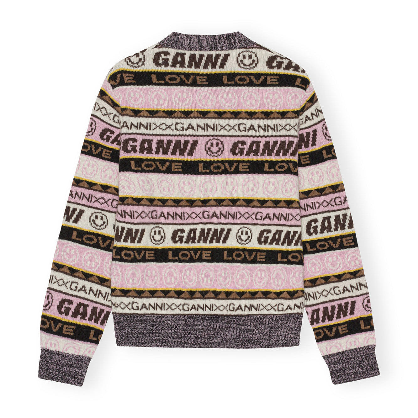 Ganni Graphic Lambswool Cardigan 'Oak'