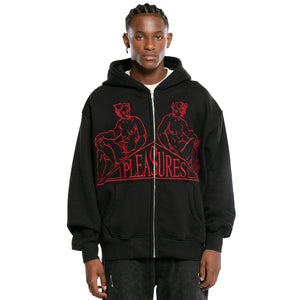
                  
                    Load image into Gallery viewer, Pleasures Squeeze Zip-Up Hoodie &amp;#39;Black&amp;#39;
                  
                