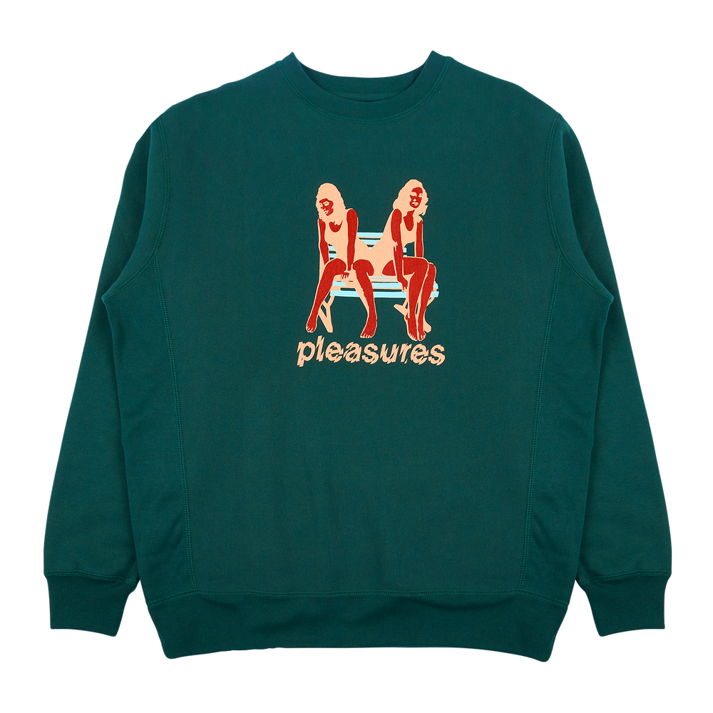 Pleasures Bench Premium Crewneck 'Alpine Green'