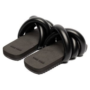 
                  
                    Load image into Gallery viewer, Yume Yume Women&amp;#39;s Tyre Slide &amp;#39;Black Bio Leather&amp;#39;
                  
                