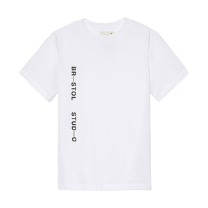 
                  
                    Load image into Gallery viewer, Bristol Studio Vertical Logo Tee &amp;#39;White&amp;#39;
                  
                