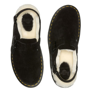 
                  
                    Load image into Gallery viewer, Dr. Martens Jorge Made in England Shearling Slickback Mule &amp;#39;Black&amp;#39;
                  
                