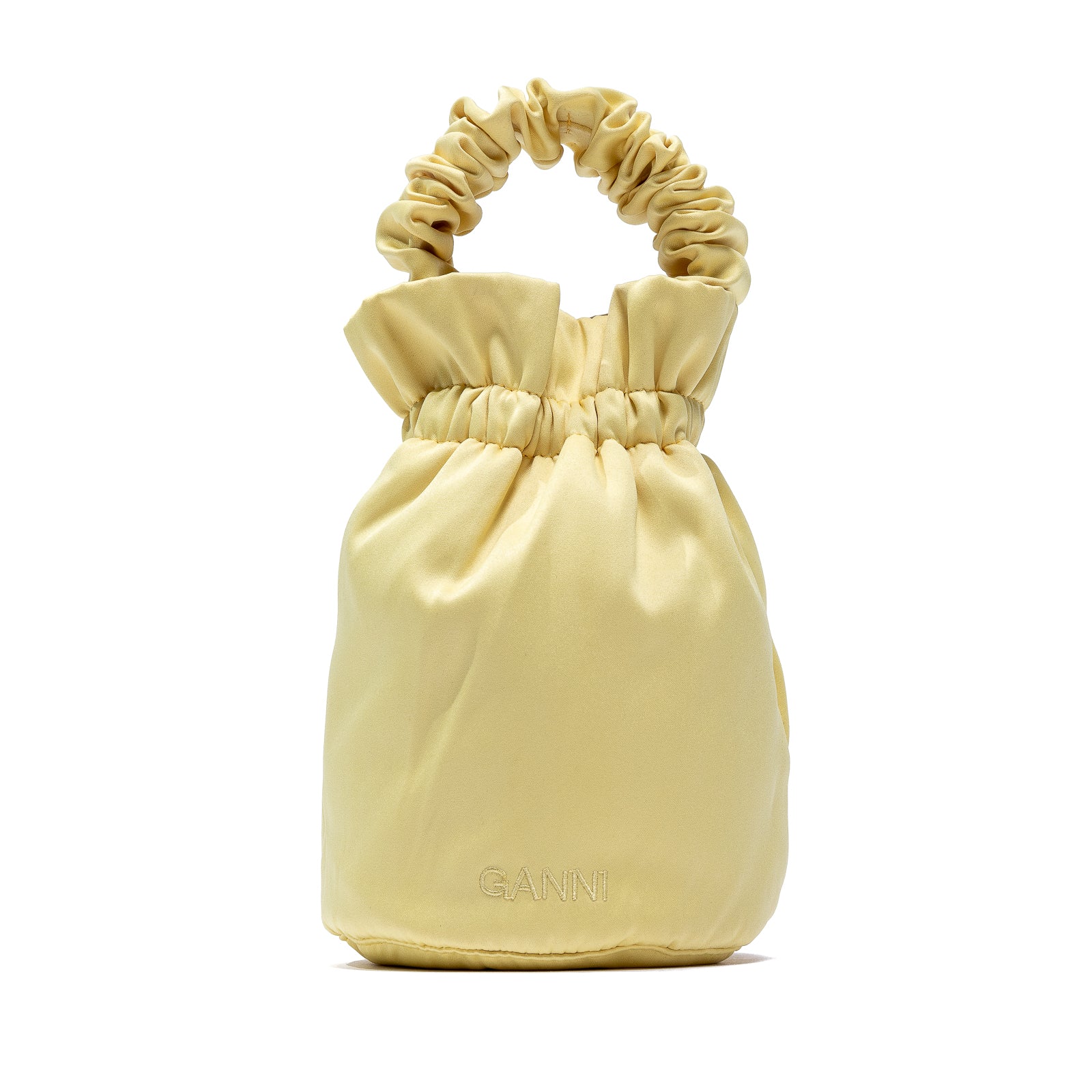 Ganni Occasion Ruched Top Handle Bag 'Pale Banana'