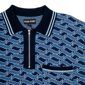 
                  
                    Load image into Gallery viewer, Passport Stacked Tilde Polo SS Knit &amp;#39;Navy&amp;#39;
                  
                