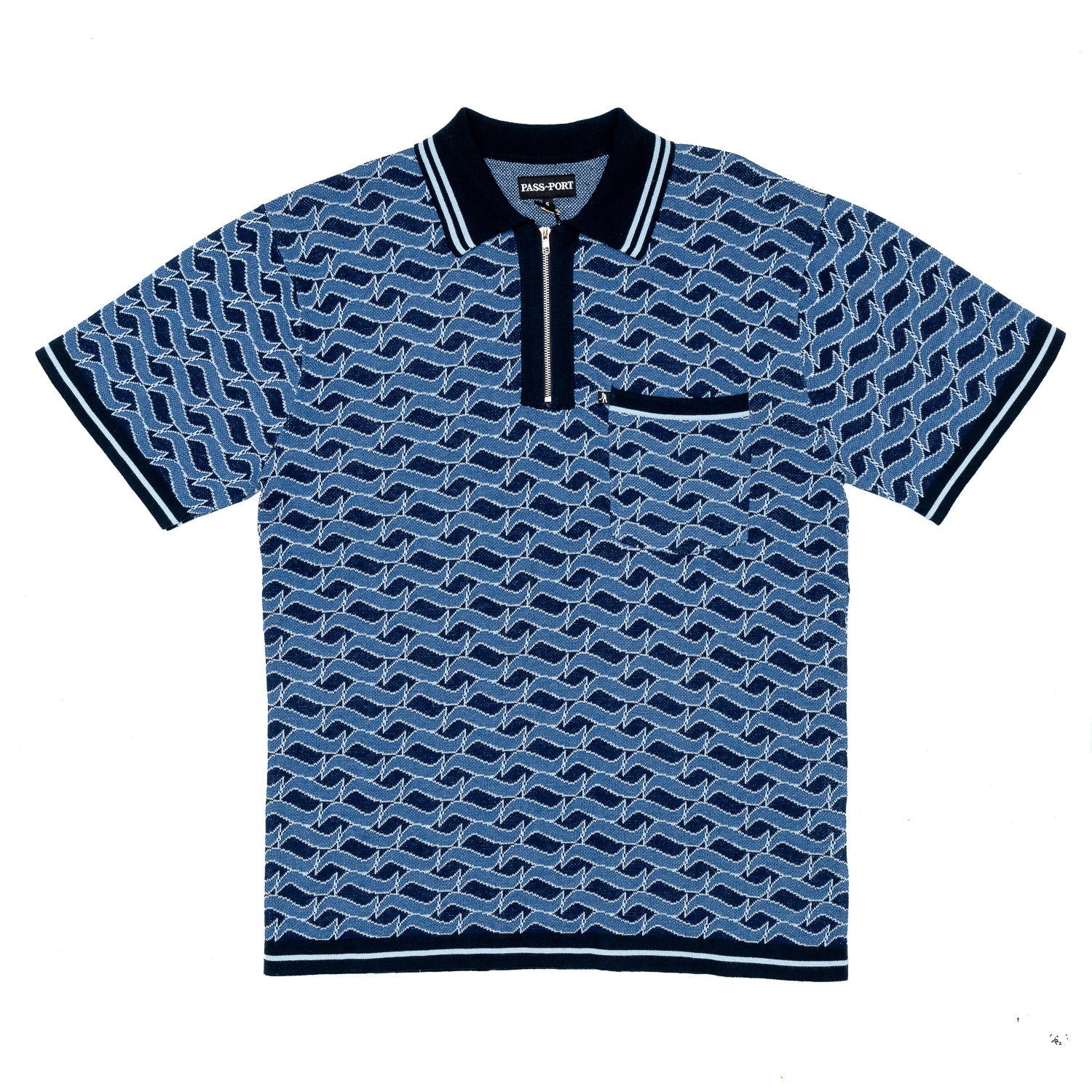 Passport Stacked Tilde Polo SS Knit 'Navy'