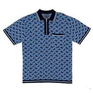 
                  
                    Load image into Gallery viewer, Passport Stacked Tilde Polo SS Knit &amp;#39;Navy&amp;#39;
                  
                