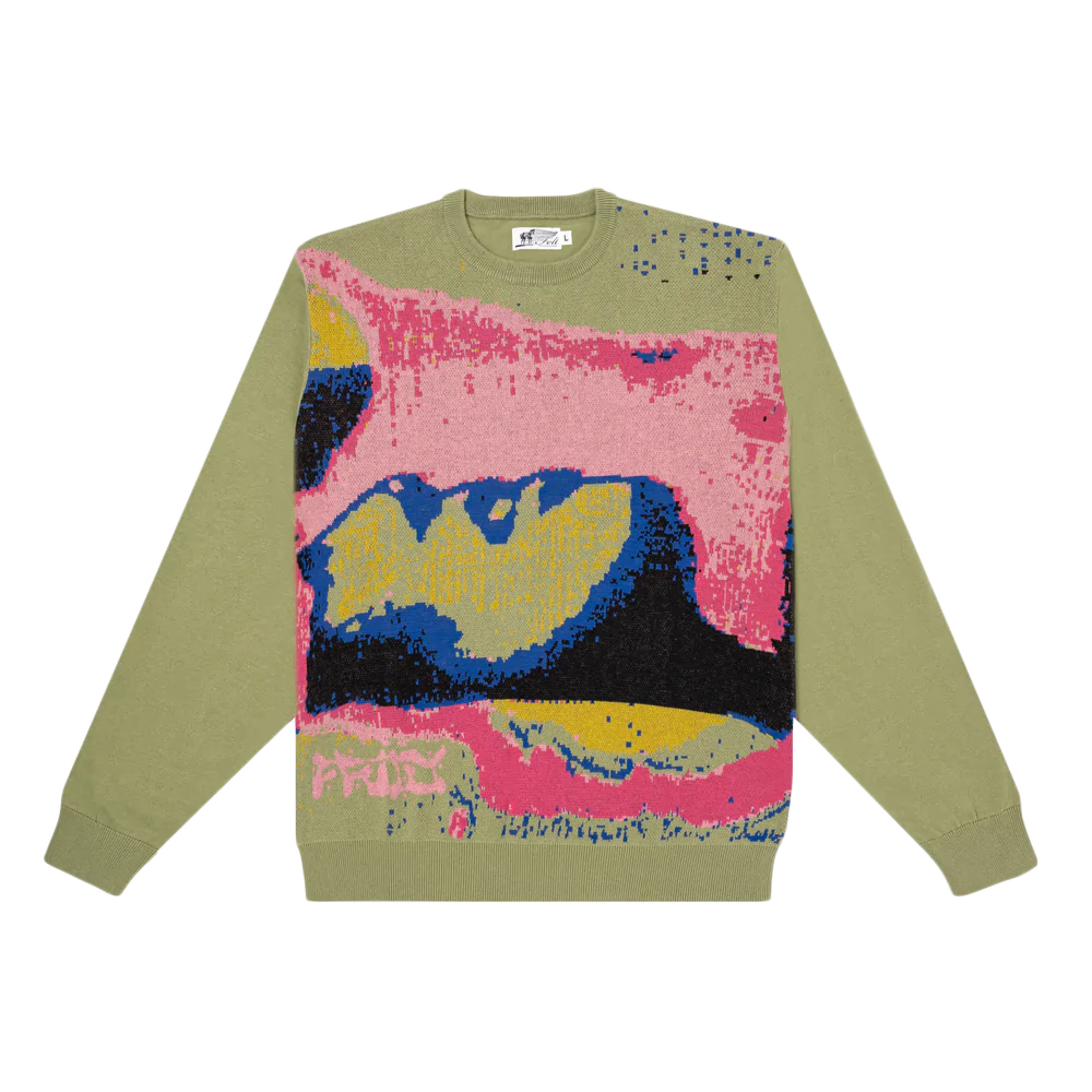 Felt Kisses Cotton Knit Sweater 'Fog'