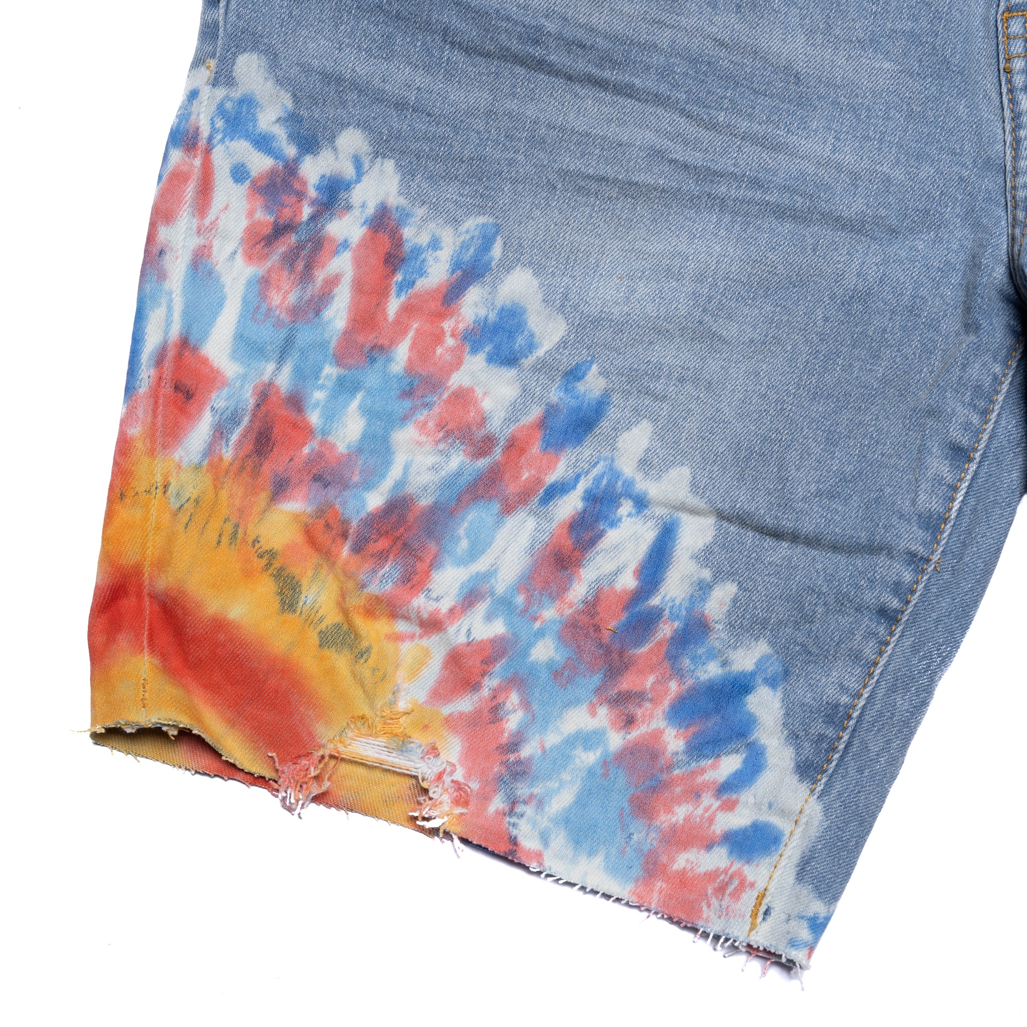 Purple Brand Multi Colour Tie Dye Indigo Shorts