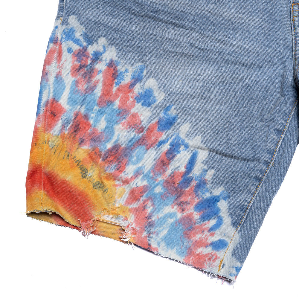 
                  
                    Load image into Gallery viewer, Purple Brand Multi Colour Tie Dye Indigo Shorts
                  
                