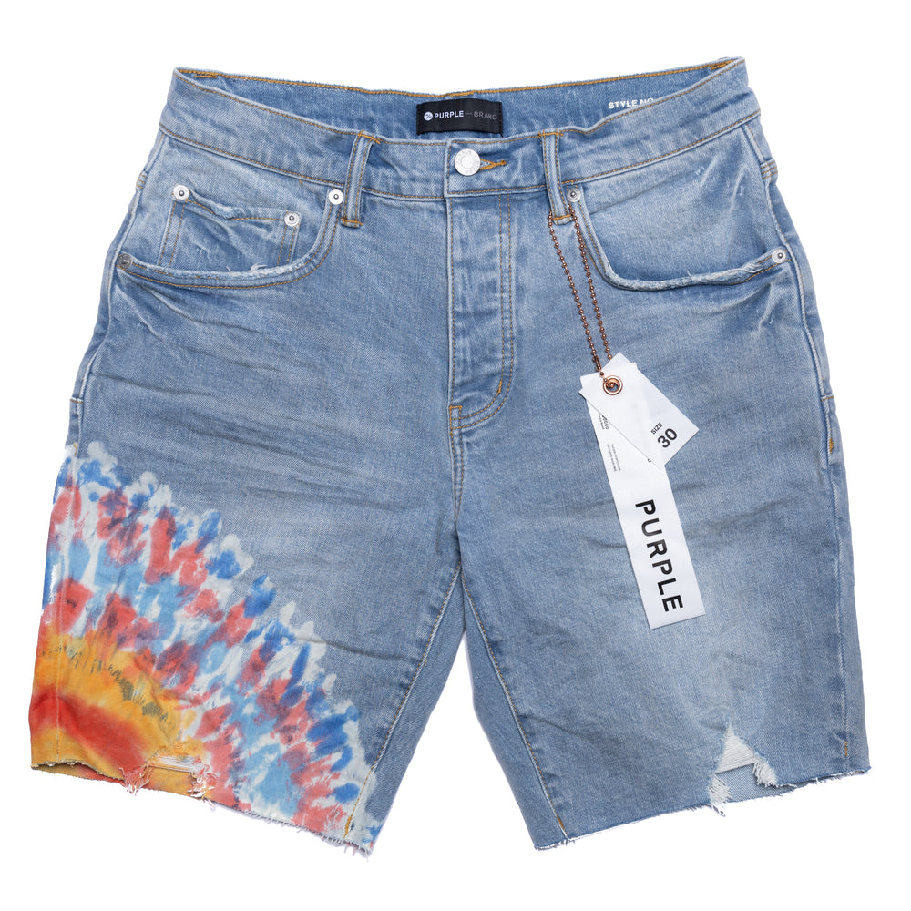 Purple Brand Multi Colour Tie Dye Indigo Shorts