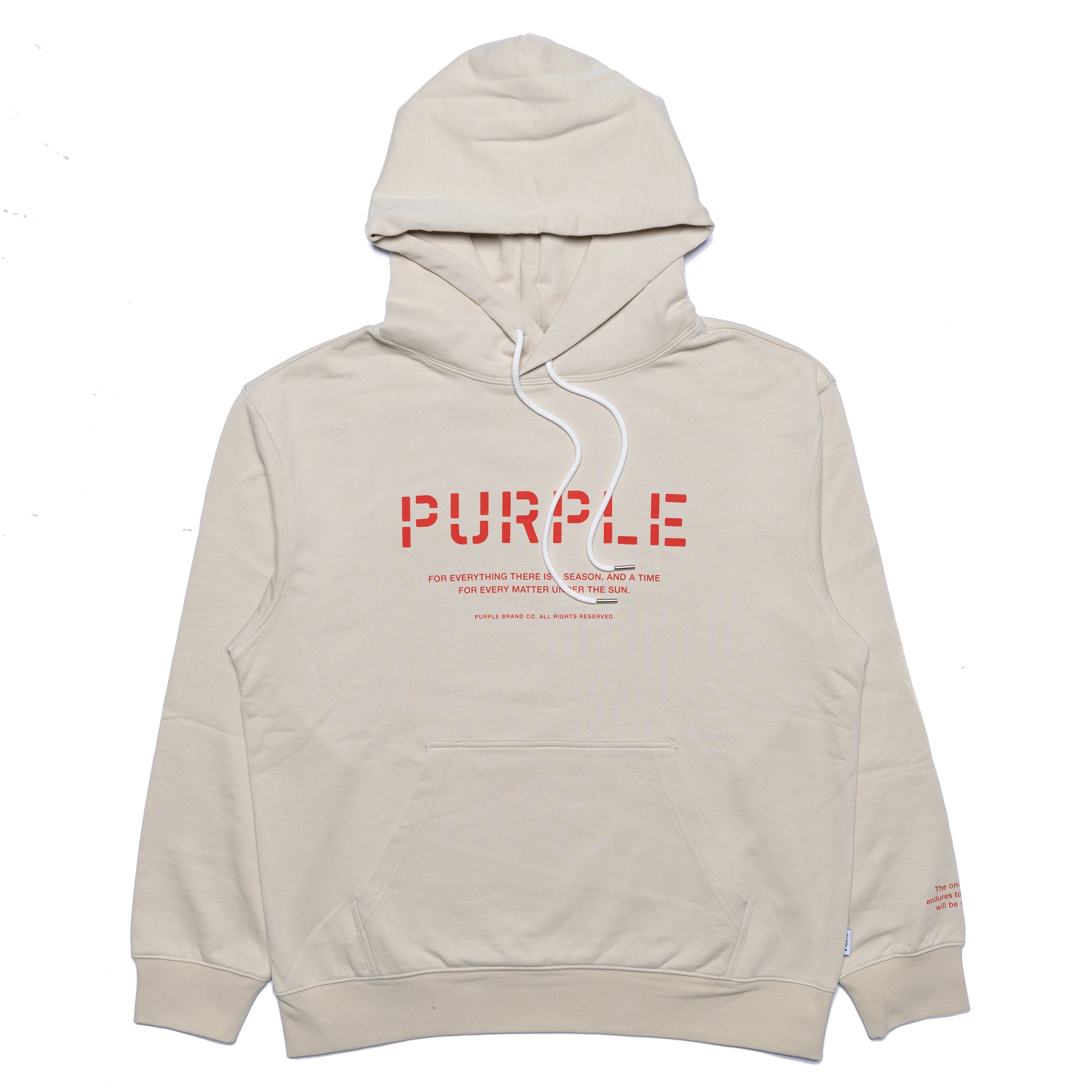 Purple Brand French Terry Cream Stencil Logo Hoody