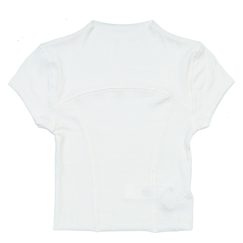 Joah Brown Contrast Stitch Crop 'Bone'