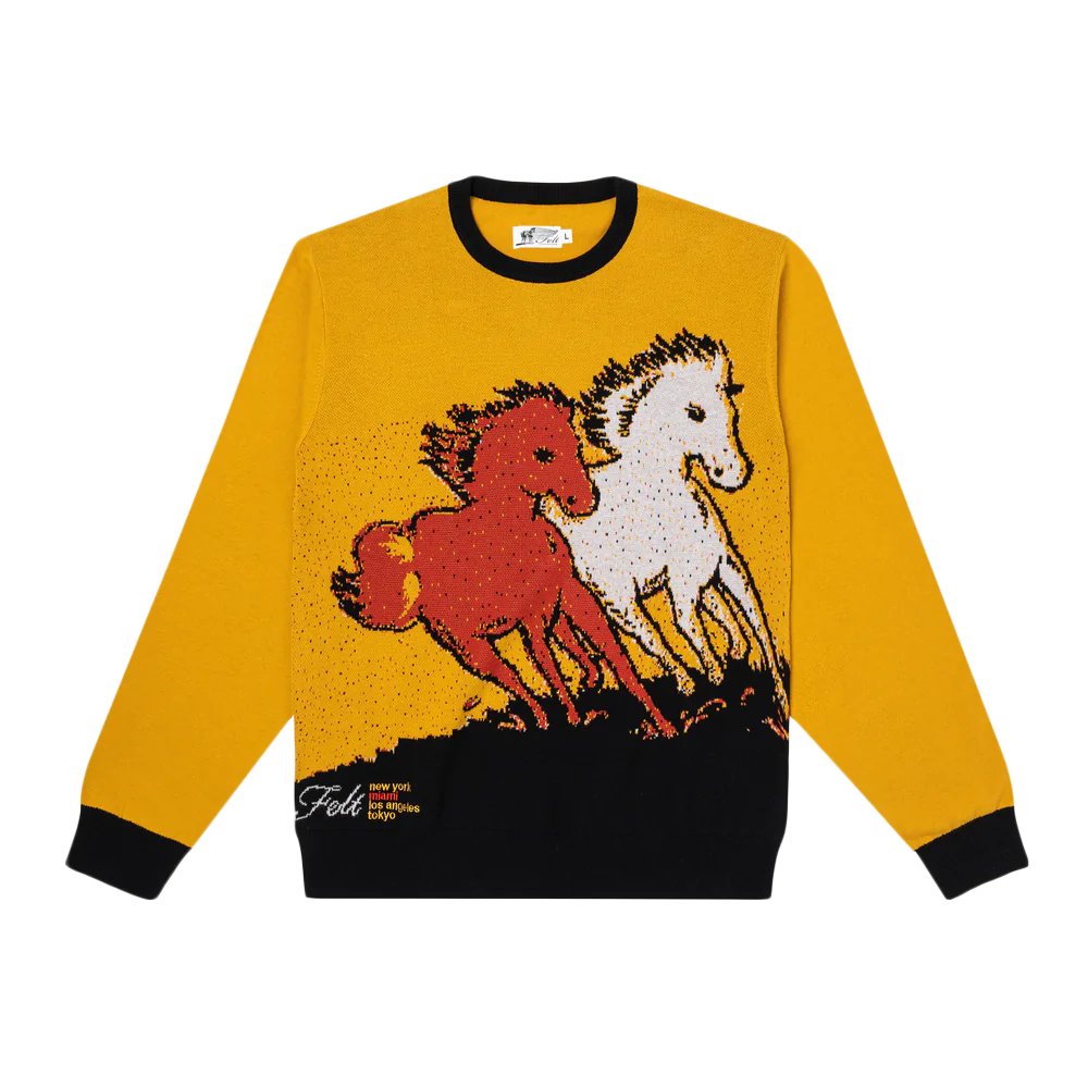 Felt Roam Cotton Knit Sweater 'Gold'